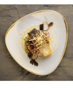 Dreieckiger Teller creme 28.5 - Geschirr stonecast zum Mieten (Bild 1)