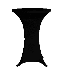 Stehtisch easy white mit Stretchhusse schwarz zum Mieten