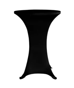 Stehtisch easy white mit Stretchhusse schwarz zum Mieten