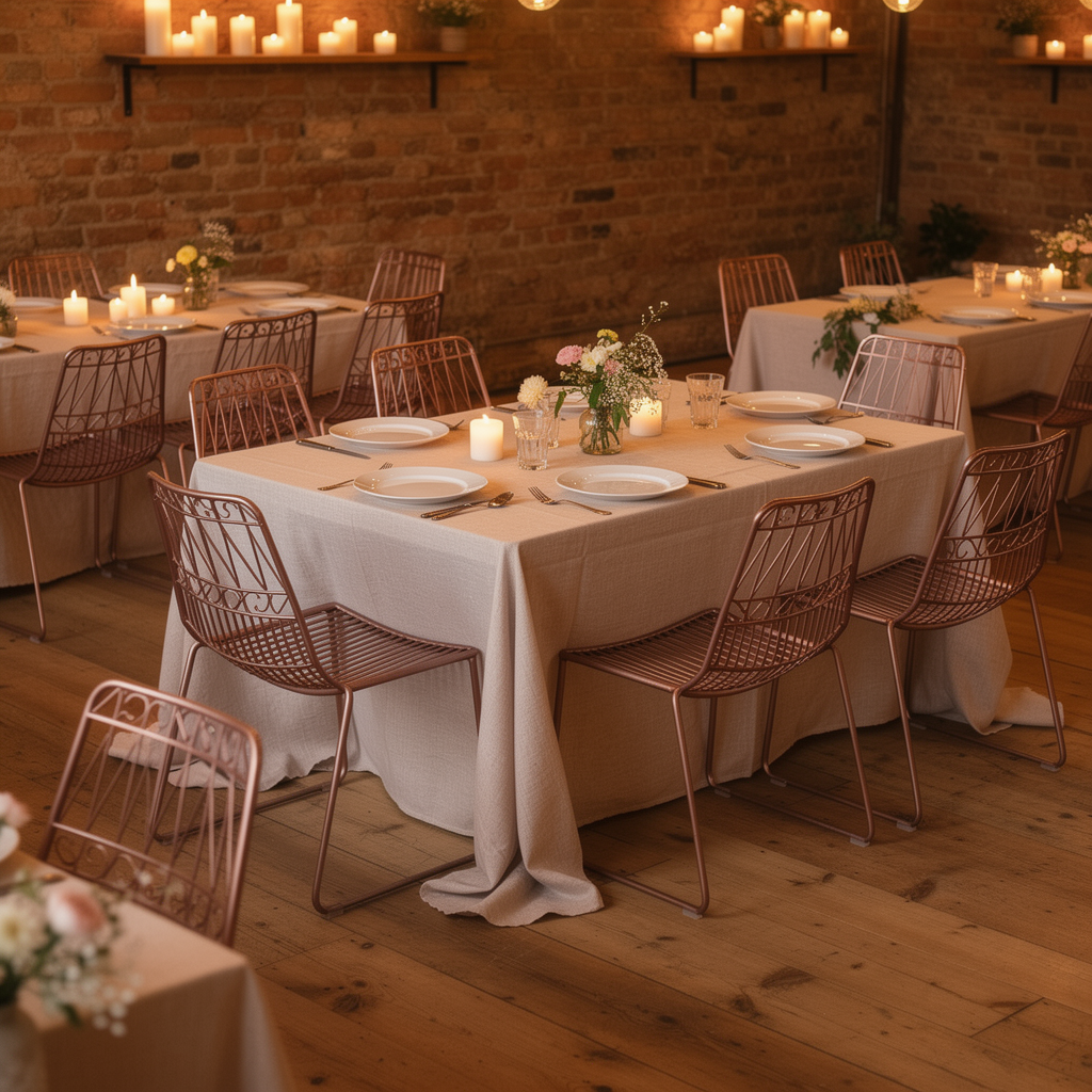 Beispiel einer KI-generierten Event-Visualisierung: rustikale Hochzeit in einem Restaurant