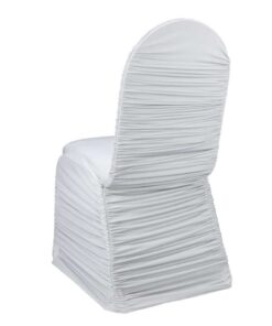 Stuhlhusse gerafft weiss zum Mieten