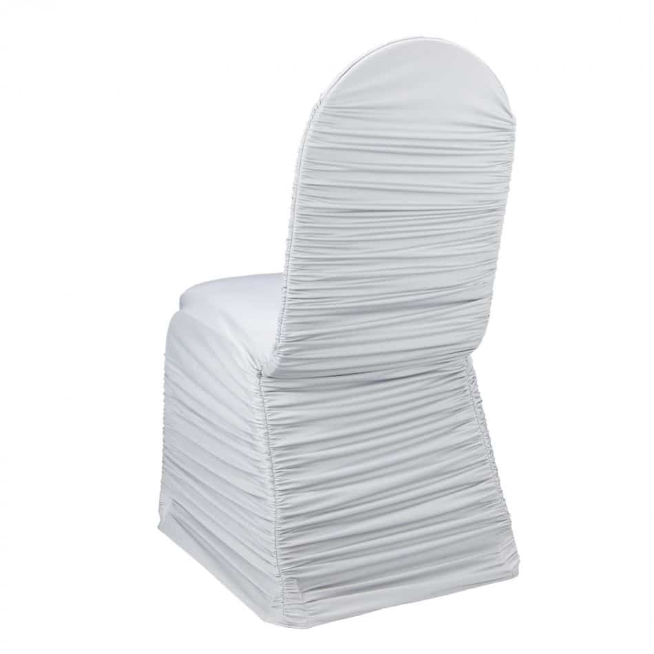 Stuhlhusse gerafft weiss zum Mieten